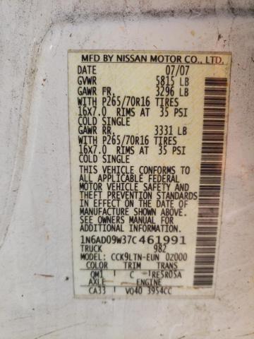 Photo 10 from auction – 2007 NISSAN FRONTIER C with VIN 1N6AD09W37C461991