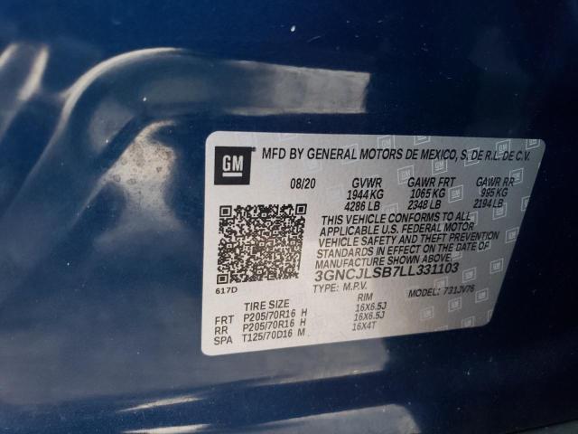 Photo 10 from auction – 2020 CHEVROLET TRAX 1LT with VIN 3GNCJLSB7LL331103