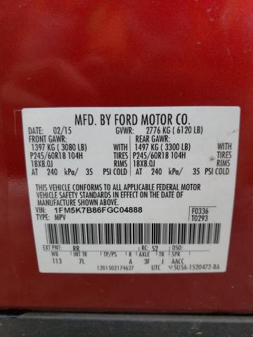 Photo 10 from auction – 2015 FORD EXPLORER with VIN 1FM5K7B86FGC04888