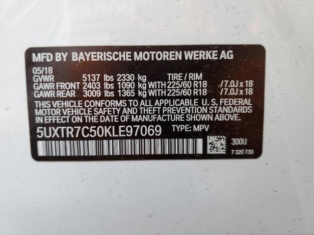 Photo 10 from auction – 2019 BMW X3 SDRIVE3 with VIN 5UXTR7C50KLE97069