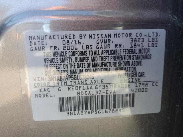 Photo 10 from auction – 2016 NISSAN SENTRA S with VIN 3N1AB7AP5GL678245