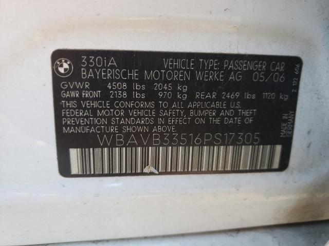 Photo 10 from auction – 2006 BMW 330 I with VIN WBAVB33516PS17305