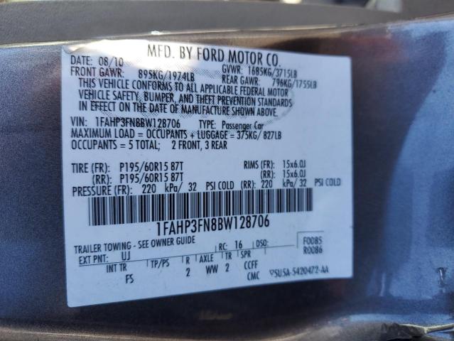 Photo 10 from auction – 2011 FORD FOCUS SE with VIN 1FAHP3FN8BW128706