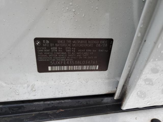 Photo 10 from auction – 2008 BMW X5 3.0I with VIN 5UXFE43538L034761