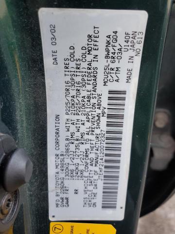 Photo 10 from auction – 2002 TOYOTA HIGHLANDER with VIN JTEHF21A120072327