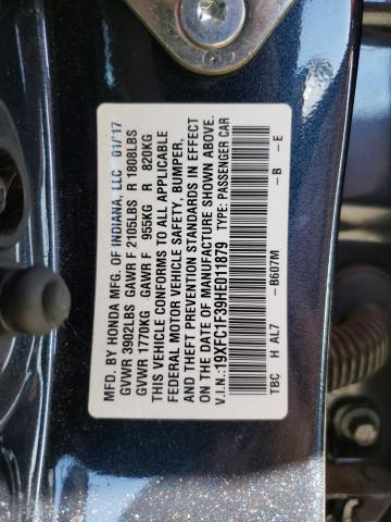 Photo 10 from auction – 2017 HONDA CIVIC EX with VIN 19XFC1F39HE011879