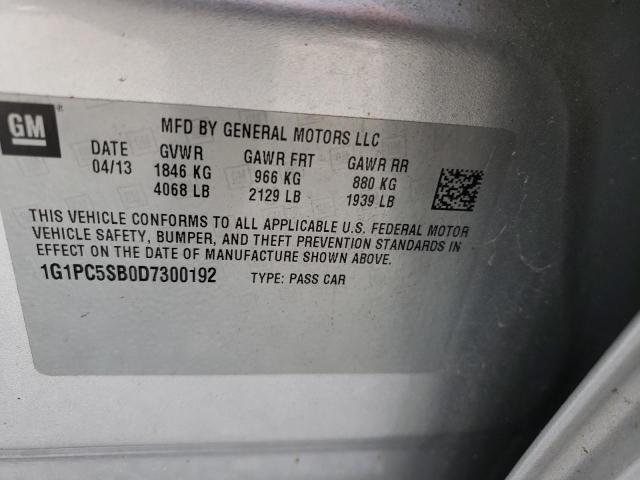 Photo 10 from auction – 2013 CHEVROLET CRUZE LT with VIN 1G1PC5SB0D7300192