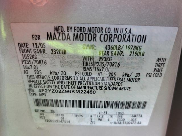 Photo 10 from auction – 2006 MAZDA TRIBUTE I with VIN 4F2YZ02Z96KM22480