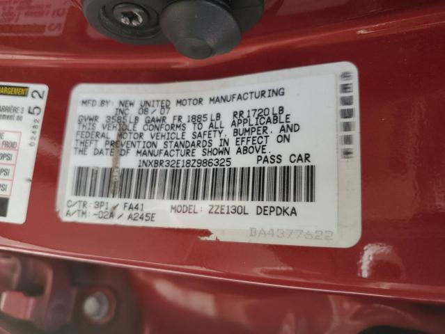Photo 10 from auction – 2008 TOYOTA COROLLA with VIN 1NXBR32E18Z986325