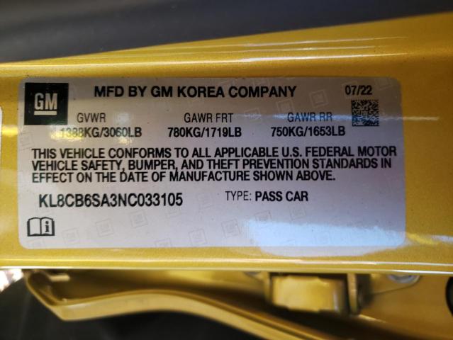 Photo 10 from auction – 2022 CHEVROLET SPARK LS with VIN KL8CB6SA3NC033105