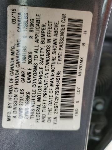 Photo 10 from auction – 2016 HONDA CIVIC EX with VIN 2HGFC2F79GH545185