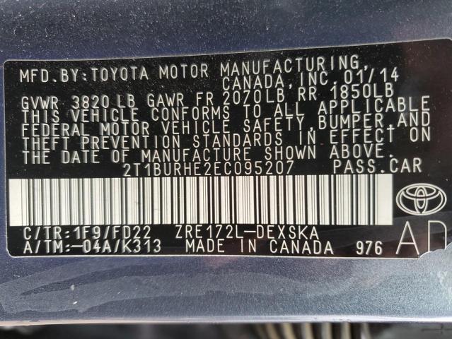 Photo 10 from auction – 2014 TOYOTA COROLLA L with VIN 2T1BURHE2EC095207