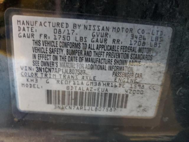 Photo 10 from auction – 2018 NISSAN VERSA S with VIN 3N1CN7AP1JL807587