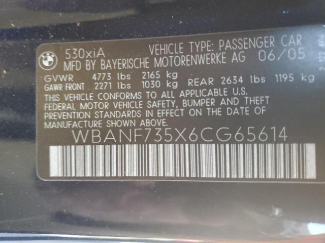 Photo 10 from auction – 2006 BMW 530XI with VIN WBANF735X6CG65614
