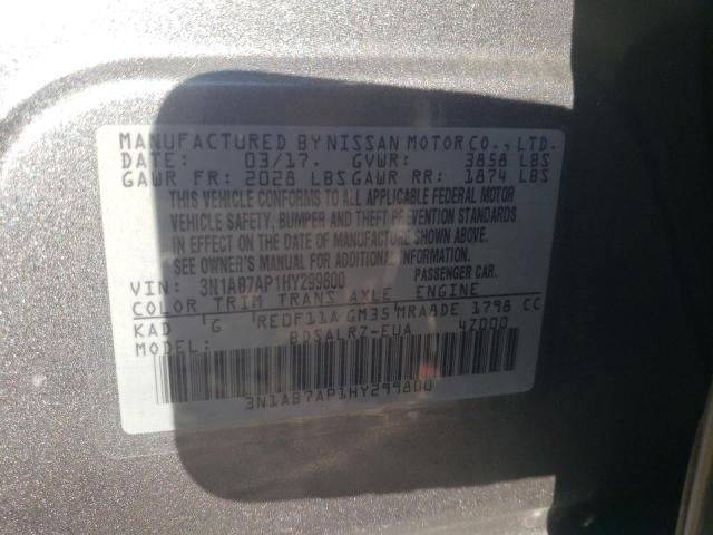 Photo 10 from auction – 2017 NISSAN SENTRA S with VIN 3N1AB7AP1HY299800
