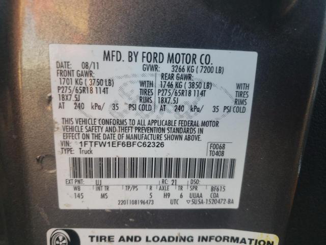 Photo 10 from auction – 2011 FORD F150 SUPER with VIN 1FTFW1EF6BFC62326
