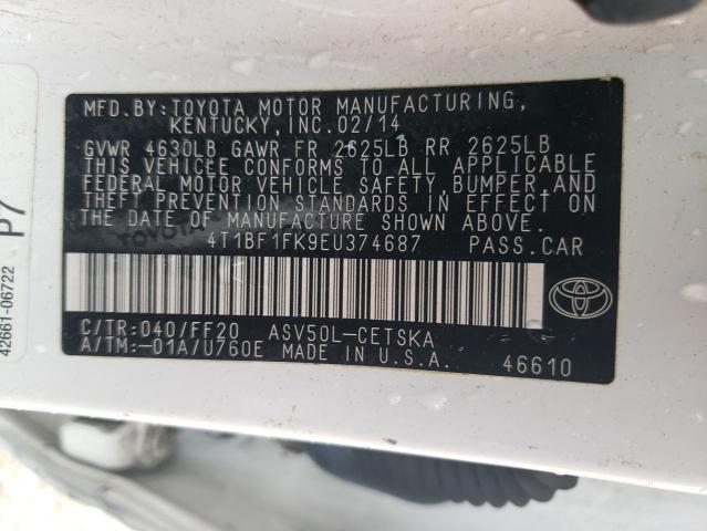 Photo 10 from auction – 2014 TOYOTA CAMRY L with VIN 4T1BF1FK9EU374687