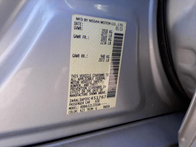 Photo 10 from auction – 2015 NISSAN ALTIMA 2.5 with VIN 1N4AL3AP3FC451767