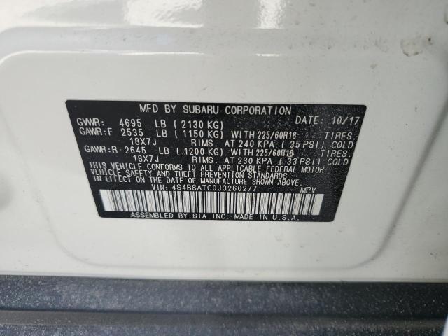 Photo 10 from auction – 2018 SUBARU OUTBACK TO with VIN 4S4BSATC0J3260277