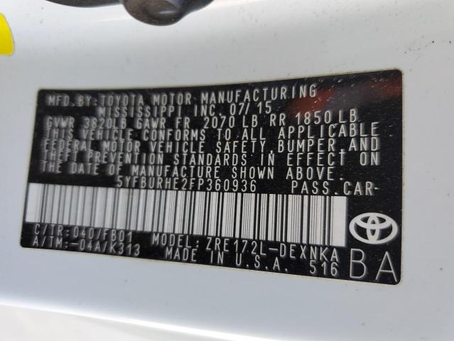Photo 10 from auction – 2015 TOYOTA COROLLA L with VIN 5YFBURHE2FP360936