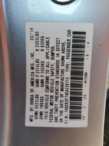Photo 10 from auction – 2014 HONDA ACCORD EX with VIN 1HGCR2F74EA238715