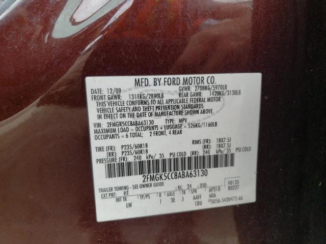 Photo 10 from auction – 2010 FORD FLEX SEL with VIN 2FMGK5CC8ABA63130