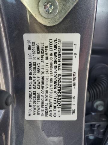 Photo 10 from auction – 2020 HONDA CIVIC EX with VIN 19XFC1F34LE212470