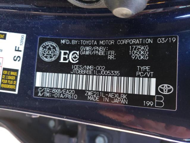 Photo 10 from auction – 2020 TOYOTA COROLLA LE with VIN JTDBBRBE1LJ005335