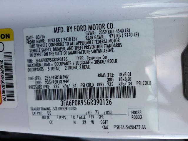 Photo 10 from auction – 2016 FORD FUSION TIT with VIN 3FA6P0K95GR390126