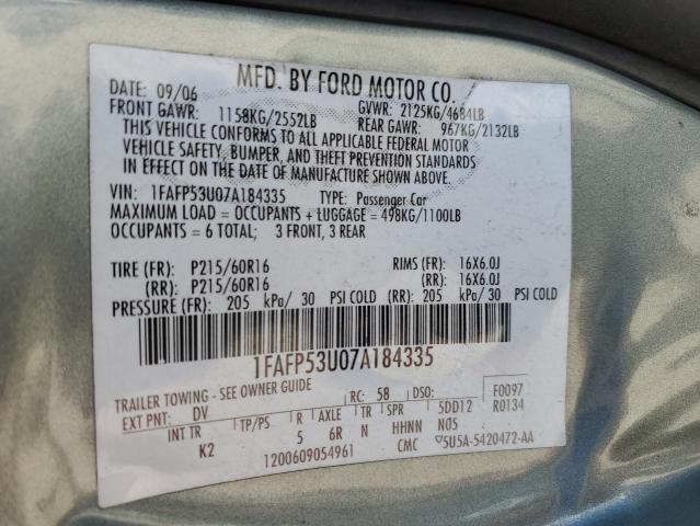 Photo 10 from auction – 2007 FORD TAURUS SE with VIN 1FAFP53U07A184335