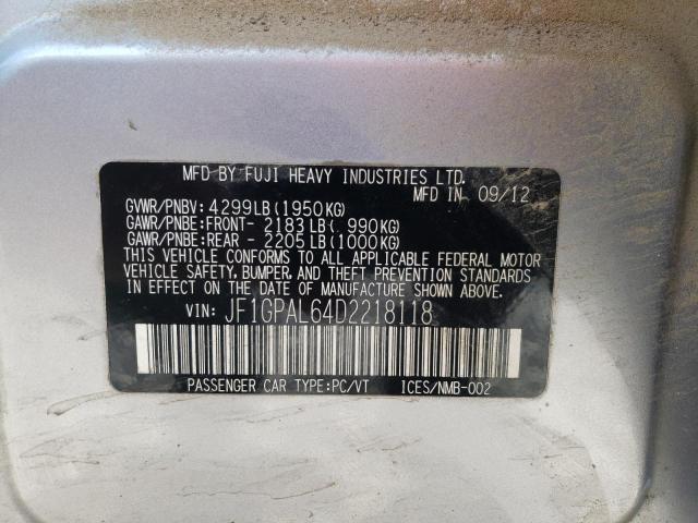 Photo 10 from auction – 2013 SUBARU IMPREZA SP with VIN JF1GPAL64D2218118