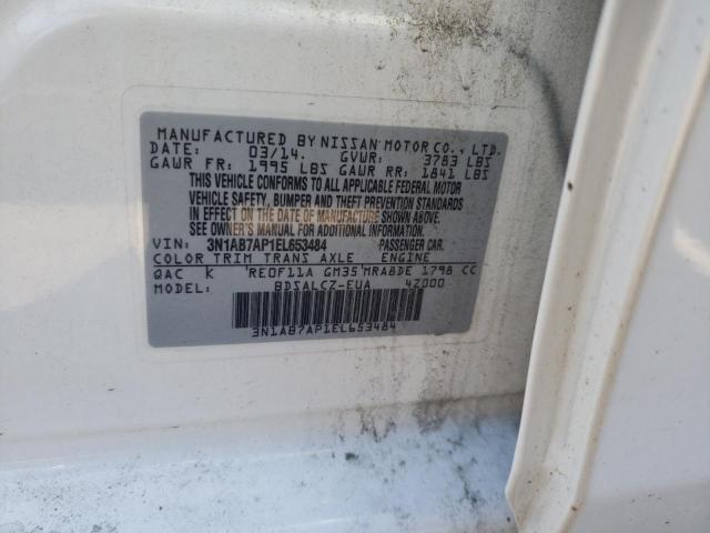 Photo 10 from auction – 2014 NISSAN SENTRA S with VIN 3N1AB7AP1EL653484