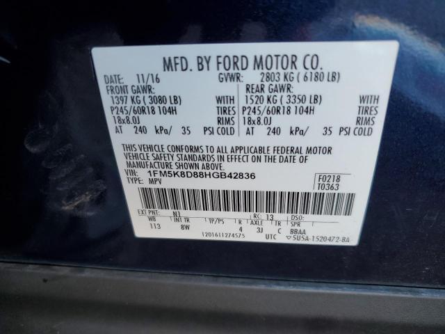 Photo 10 from auction – 2017 FORD EXPLORER X with VIN 1FM5K8D88HGB42836