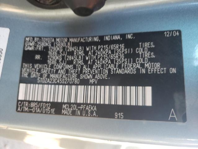 Photo 10 from auction – 2005 TOYOTA SIENNA CE with VIN 5TDZA23C45S270780