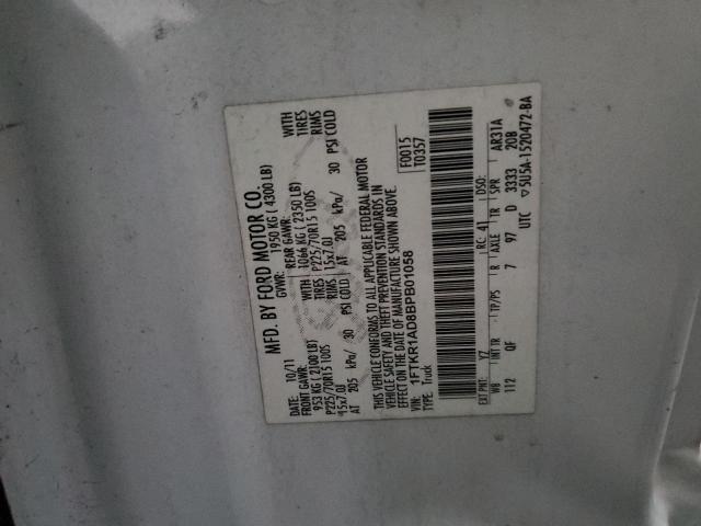 Photo 10 from auction – 2011 FORD RANGER with VIN 1FTKR1AD8BPB01058