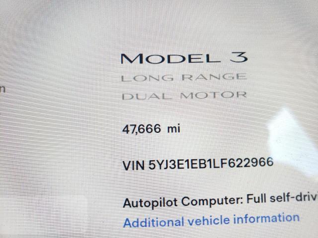 Photo 8 from auction – 2020 TESLA MODEL 3 with VIN 5YJ3E1EB1LF622966