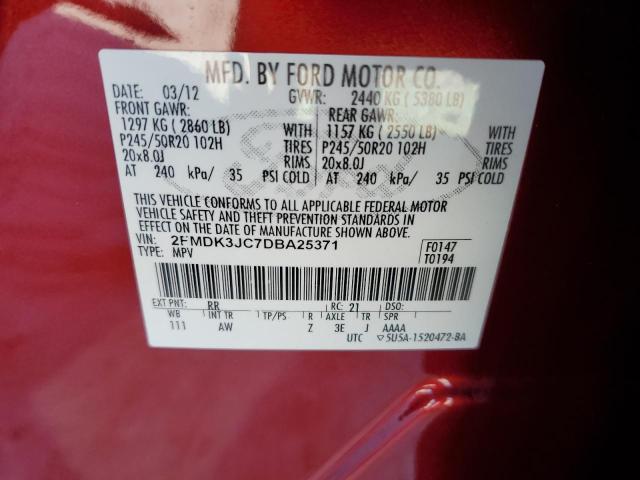 Photo 10 from auction – 2013 FORD EDGE SEL with VIN 2FMDK3JC7DBA25371