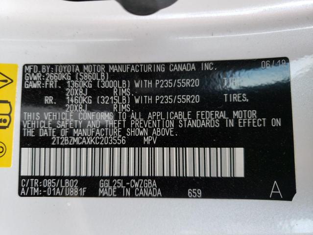 Photo 10 from auction – 2019 LEXUS RX 350 BAS with VIN 2T2BZMCAXKC203556