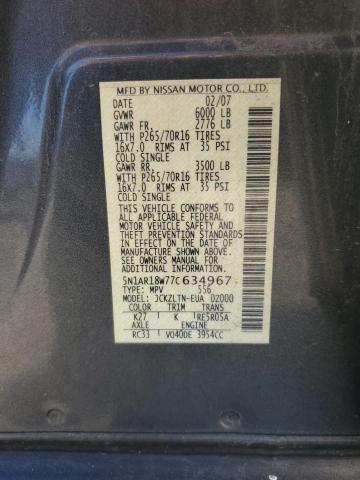 Photo 10 from auction – 2007 NISSAN PATHFINDER with VIN 5N1AR18W77C634967