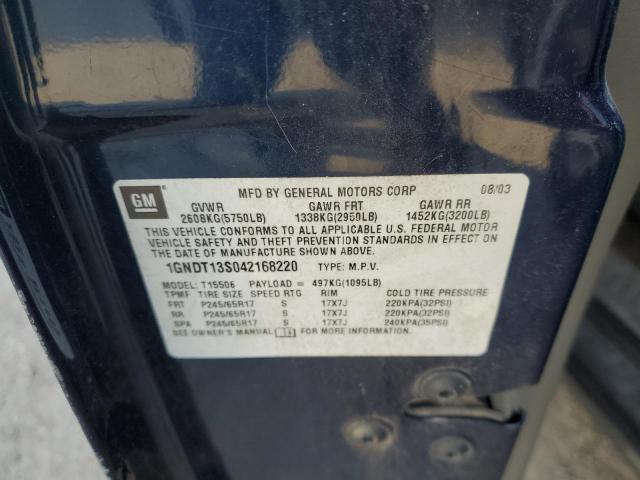 Photo 10 from auction – 2004 CHEVROLET TRAILBLAZE with VIN 1GNDT13S042168220