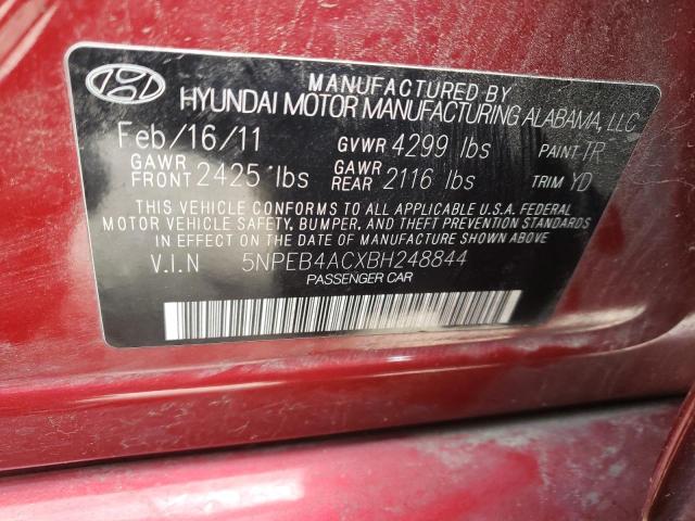 Photo 10 from auction – 2011 HYUNDAI SONATA GLS with VIN 5NPEB4ACXBH248844