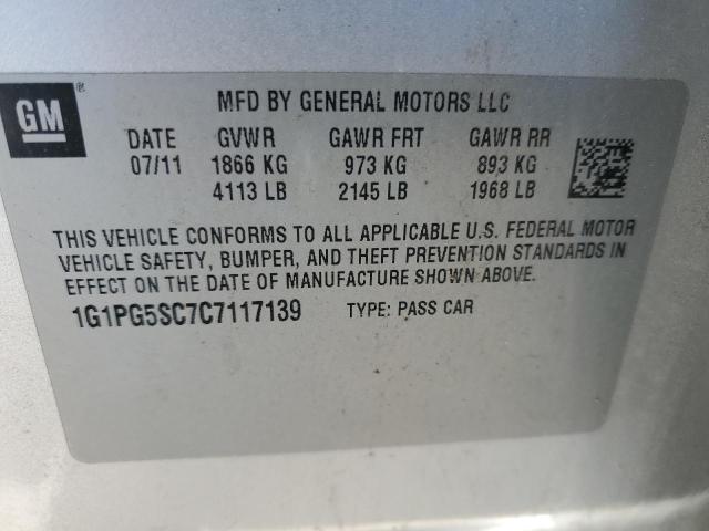 Photo 10 from auction – 2012 CHEVROLET CRUZE LT with VIN 1G1PG5SC7C7117139