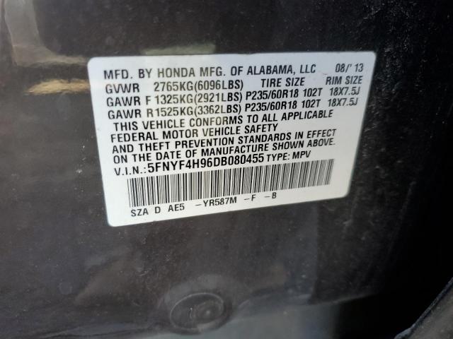 Photo 10 from auction – 2013 HONDA PILOT TOUR with VIN 5FNYF4H96DB080455