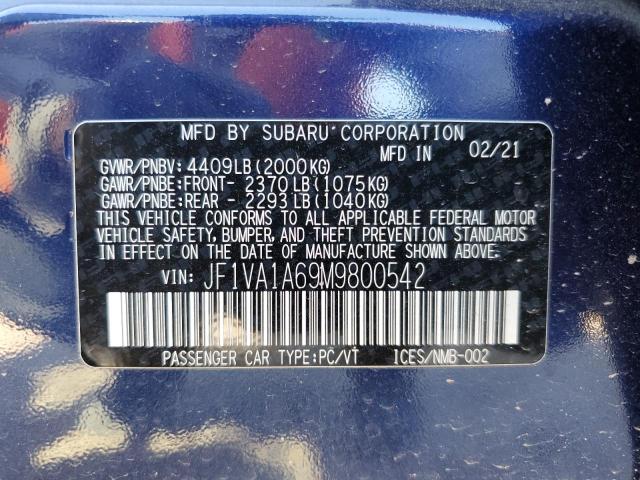 Photo 10 from auction – 2021 SUBARU WRX with VIN JF1VA1A69M9800542