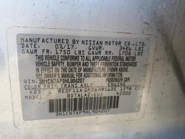 Photo 10 from auction – 2017 NISSAN VERSA S with VIN 3N1CN7AP9HL904207