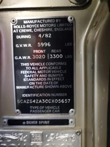 Photo 10 from auction – 1982 ROLLS-ROYCE SILVER SPI with VIN SCAZS42A3CCX05657