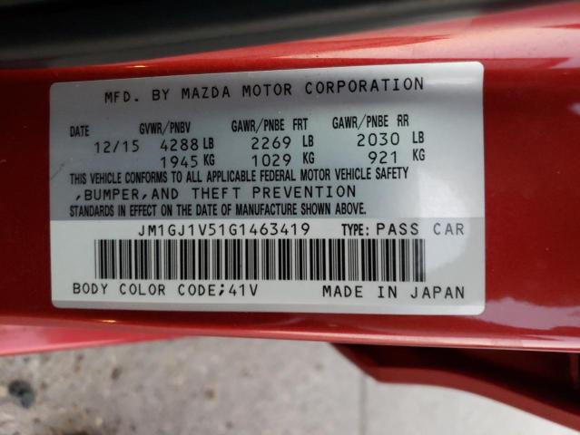 Photo 10 from auction – 2016 MAZDA 6 TOURING with VIN JM1GJ1V51G1463419