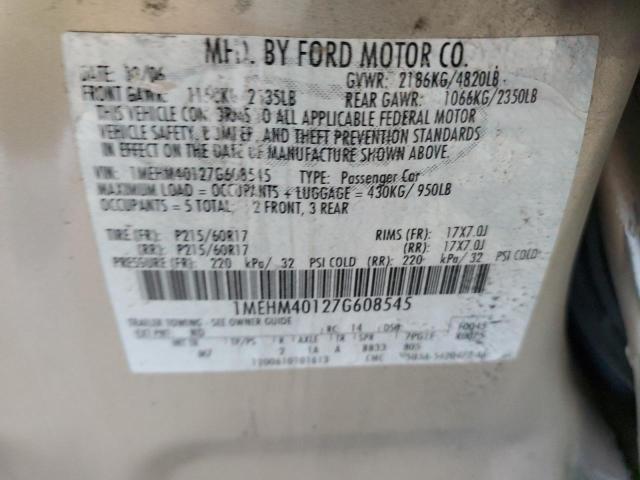 Photo 10 from auction – 2007 MERCURY MONTEGO with VIN 1MEHM40127G608545