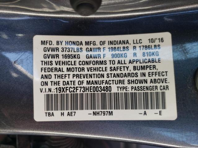 Photo 12 from auction – 2017 HONDA CIVIC EX with VIN 19XFC2F73HE003480
