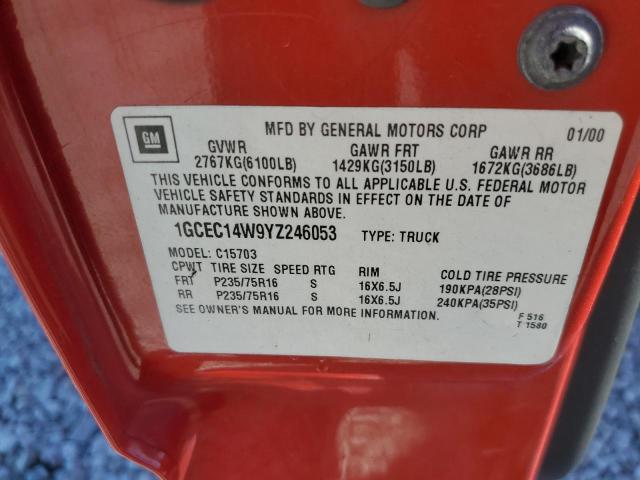 Photo 10 from auction – 2000 CHEVROLET SILVERADO with VIN 1GCEC14W9YZ246053